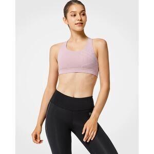 Yvette Women's Enfold Hollow Back Pink High Support Sports Bra Sz Large NWT